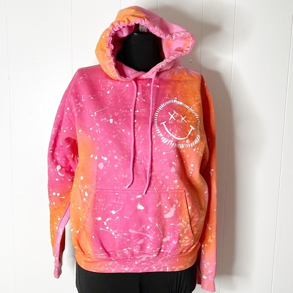 NU VINTAGE Tie-dye Smiley Hoodie. Beautiful, heavy and thick. Made in the USA - Picture 1 of 13